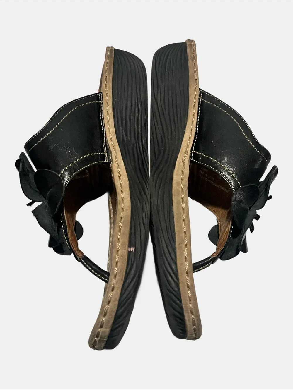 Clarks Artisan Black Leather Floral Slide Sandals Size 10 M